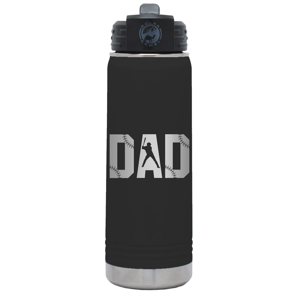Baseball Dad 20 oz Water Bottle | Black