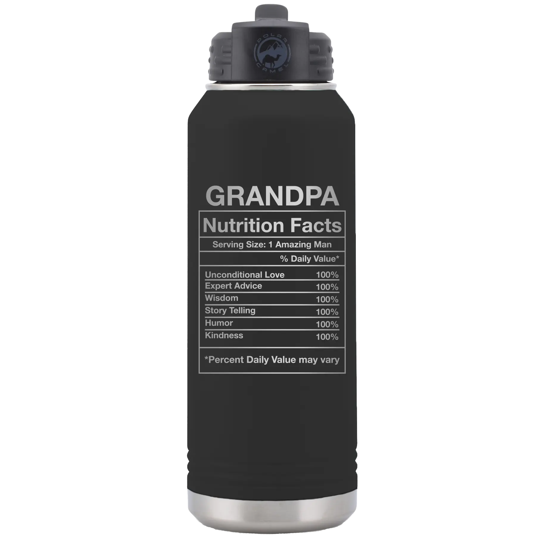 Grandpa Nutrition 32 oz Water Bottle | Black