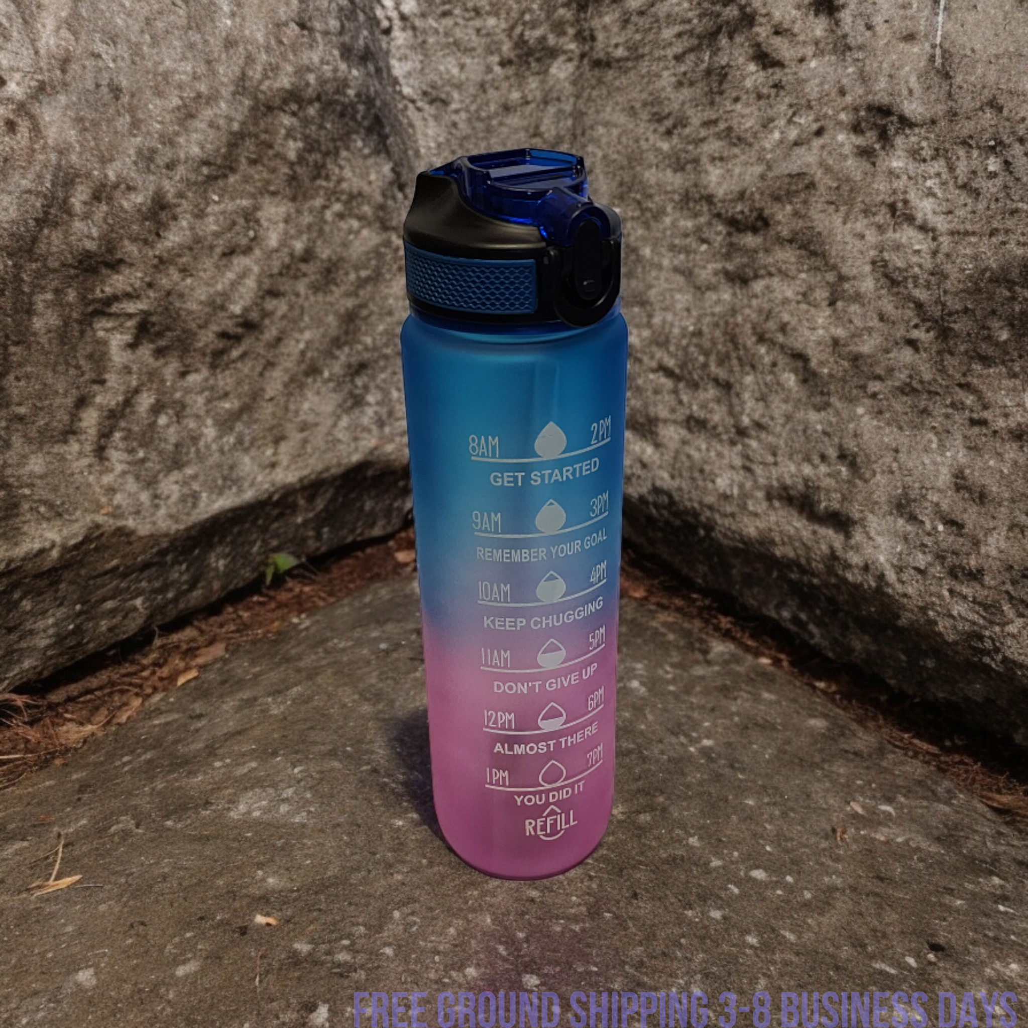 Motivational Water Bottle 32oz with Time Marker | BPA Free | Shipping from USA