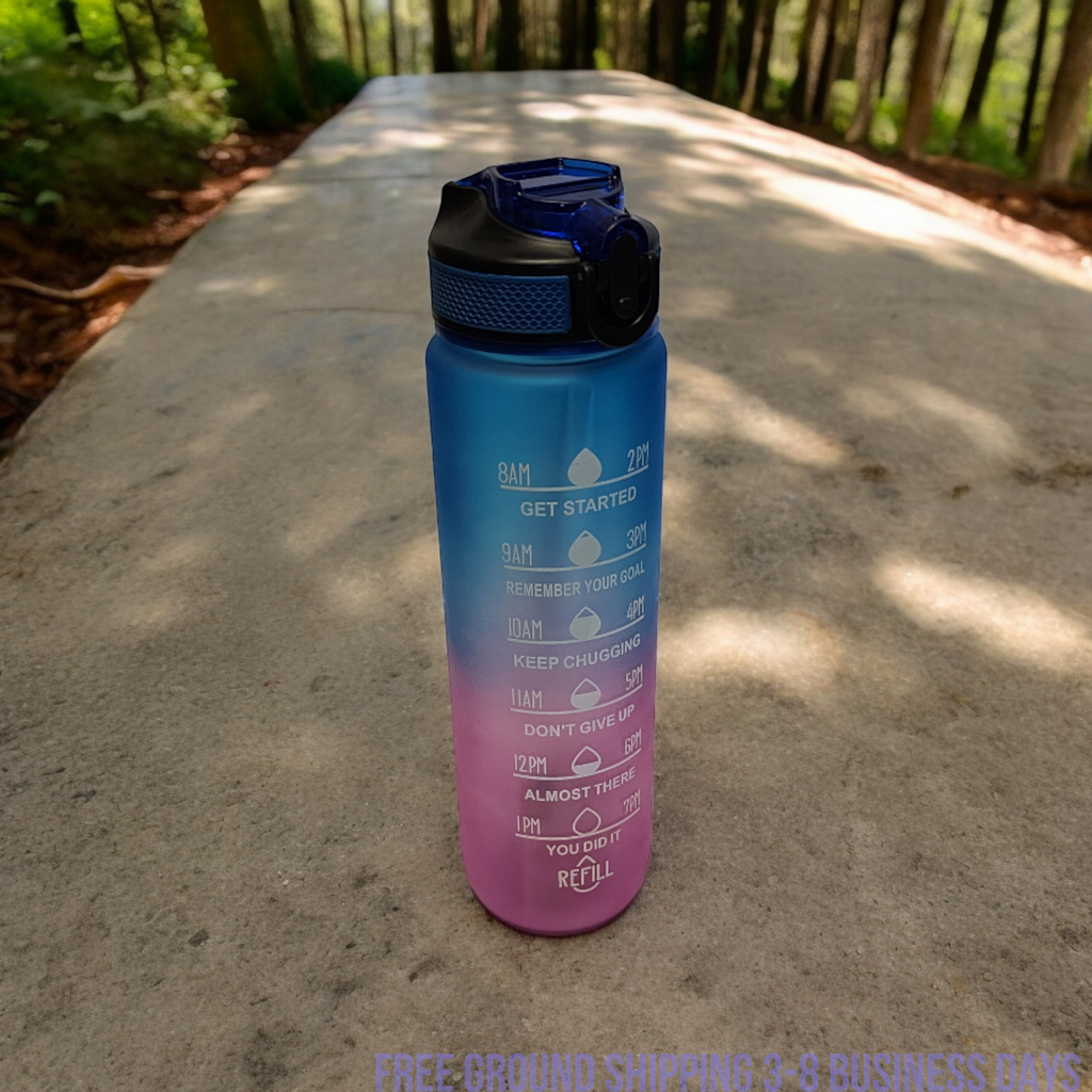Motivational Water Bottle 32oz with Time Marker | BPA Free | Shipping from USA