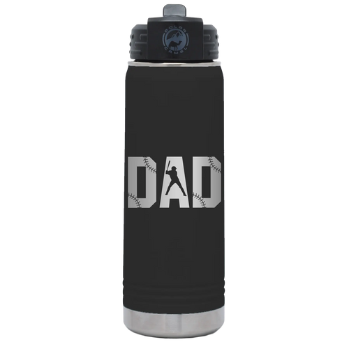 Baseball Dad 20 oz Water Bottle | Black
